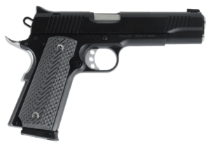 Magnum Research DE1911GSS 1911 G 45 ACP Caliber with 5.01″ Barrel 8+1 Capacity Overall Matte Stainless Steel Finish Beavertail Frame Serrate Slide & Black/Gray G10 Grip