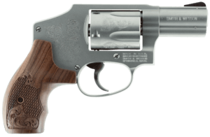 Smith & Wesson 150784 Model 640 *CA Compliant 357 Mag 5 Shot 2.13 Engraved Stainless Steel Barrel/Cylinder  Engraved Matte Silver Stainless Steel J-Frame  Engraved Wood Grip  Mahogany Presentation Case”
