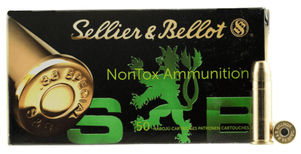 Sellier & Bellot SB38NT Handgun Non-Tox  38 Special 158 gr Total Full Metal Jacket 50rd Box