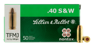 Sellier & Bellot SB40NT Handgun 40 S&W Non-Tox 180 gr Full Metal Jacket (FMJ) 50rd Box
