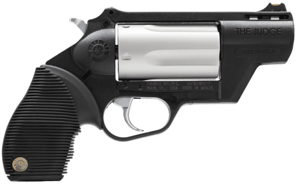 Taurus 2441029TCPLY Judge Public Defender 45 Colt (LC) 410 Gauge 5rd 2.50″ Matte Stainless Cylinder Black Polymer Frame & Barrel Black Ribber Grip