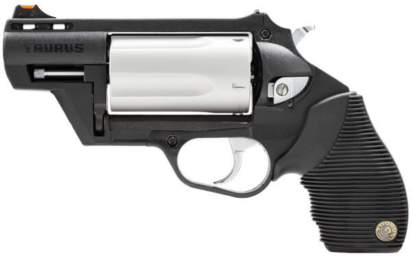 Taurus 2441029TCPLY Judge Public Defender 45 Colt (LC) 410 Gauge 5rd 2.50″ Matte Stainless Cylinder Black Polymer Frame & Barrel Black Ribber Grip
