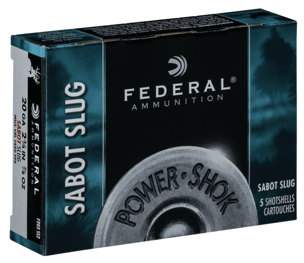 Federal F203SS2 Power-Shok Shotshell 20 Gauge 2.75″ 7/8 oz Sabot Slug Shot 5rd Box