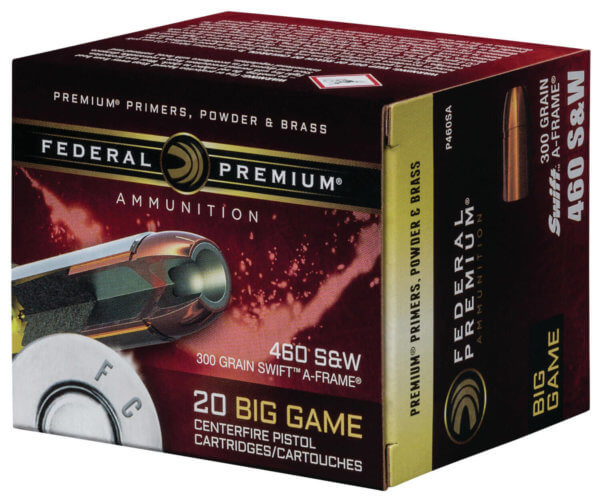 Federal P460SA Premium  460 S&W Mag 300 gr Swift A Frame 20rd Box