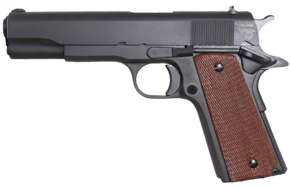 Taylors & Company 230006 1911 Traditional 45 ACP Caliber with 5 Barrel  7+1 Capacity  Overall Black Parkerized Finish Steel  Beavertail Frame  Serrated Slide & Checkered Walnut Grip”
