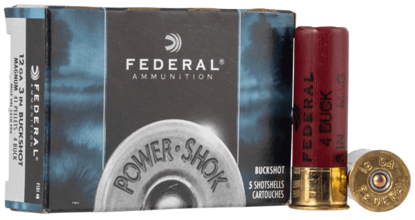 Federal F1314B Power-Shok Magnum 12 Gauge 3″ 41 Pellets 1 15/16 oz 4 Buck Shot 5rd Box