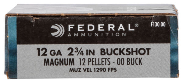 Federal F13000 Power-Shok Magnum 12 Gauge 2.75″ 12 Pellets 1 7/16 oz 00 Buck Shot 5rd Box