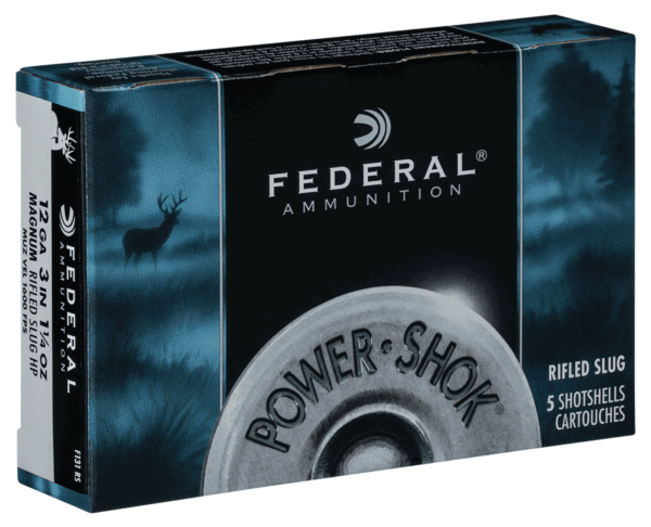 Federal F131RS Power-Shok Shotshell 12 Gauge 3″ 1 1/4 oz Rifled Slug Shot 5rd Box