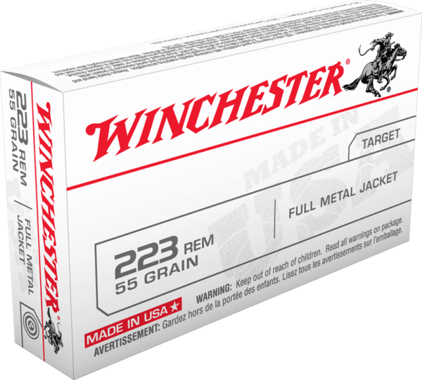 Winchester Ammo W223K USA 223 Rem 55 gr 3240 fps Full Metal Jacket (FMJ) 20rd Box