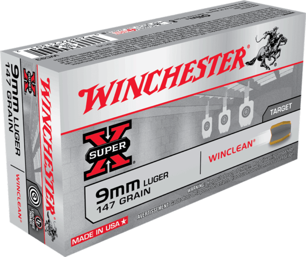 Winchester Ammo WC93 Super X Target 9mm Luger 147 gr Winclean Brass Enclosed Base 50rd Box
