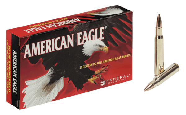 Federal AE3006N American Eagle Rifle 30-06 Springfield 150 gr Full Metal Jacket Boat-Tail (FMJBT) 20rd Box