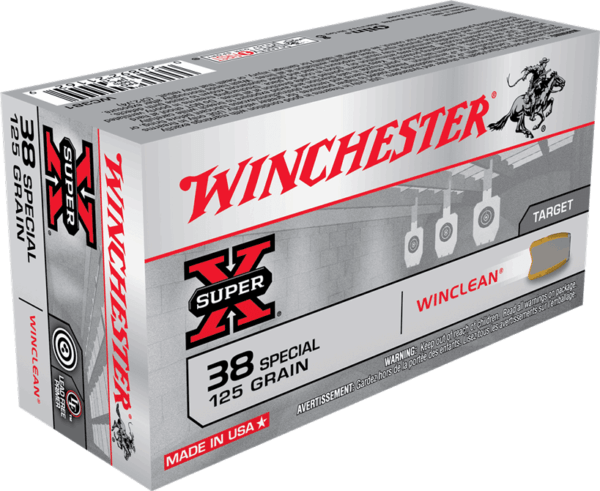 Winchester Ammo WC381 Super X Target 38 Special 125 gr Winclean Brass Enclosed Base 50rd Box