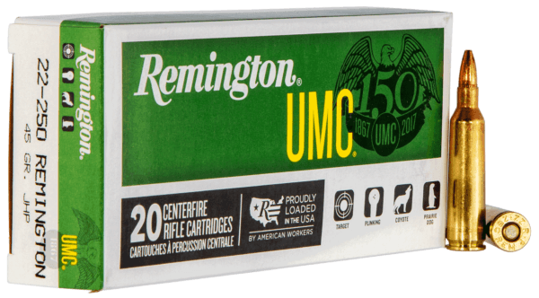 Remington Ammunition 23750 UMC Target 22-250 Rem 45 gr Jacketed Hollow Point (JHP) 20rd Box