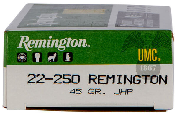 Remington Ammunition 23750 UMC Target 22-250 Rem 45 gr Jacketed Hollow Point (JHP) 20rd Box