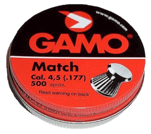 Gamo 6320034BL54 Match  177 Lead Flat Nose 500 Per Tin