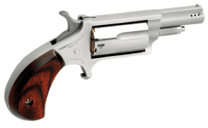 NAA 22MSC Mini-Revolver Single 22 LR/22 Mag 1.13″ 5 Rd Rosewood Bird’s Head Grip Stainless Steel