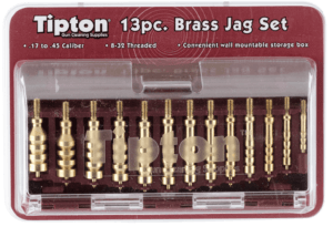 Tipton 749245 Jag Set Multi-Caliber 8-32/5-40 Thread Brass 13 Pieces Includes Storage Box