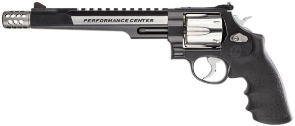 Smith & Wesson 170318 Model 629 Performance Center  44 Rem Mag or 44 S&W Spl Stainless Steel 7.50″ Barrel With Muzzle Brake & 6rd Cylinder  Two Tone Stainless Steel N-Frame  Includes Red/Green Dot  Chromed Hammer & Trigger With Stop