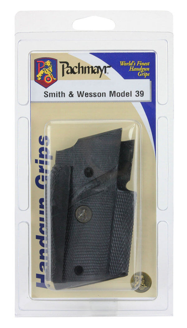 Pachmayr 03306 Signature Grip Wraparound Checkered Black Rubber with Backstrap & Finger Grooves for S&W 39  439  639