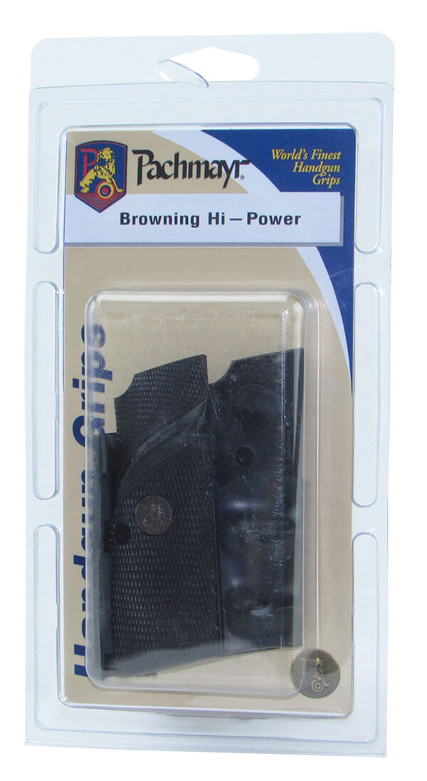 Pachmayr 03952 Signature Grip Wraparound Checkered Black Rubber with Backstrap & Finger Grooves for Browning Hi-Power