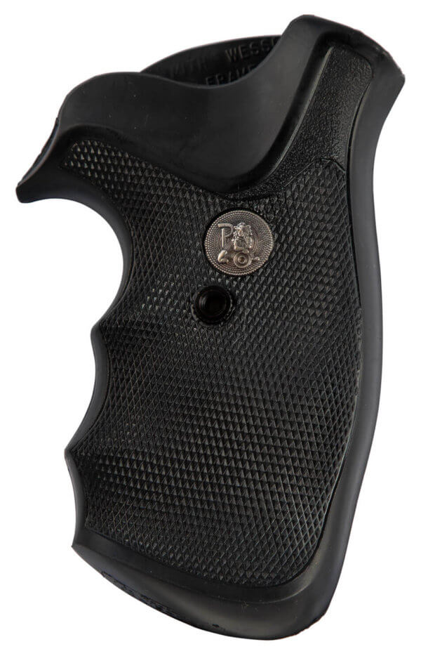 Pachmayr 05056 Decelerator Grip Checkered Black Rubber with Finger Grooves for S&W N Frame with Square Butt
