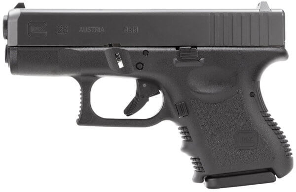 Glock PI2650201 G26 Standard *CA Compliant* Double 9mm Luger 3.42″ 10+1 Black Polymer Grip/Frame Grip Black
