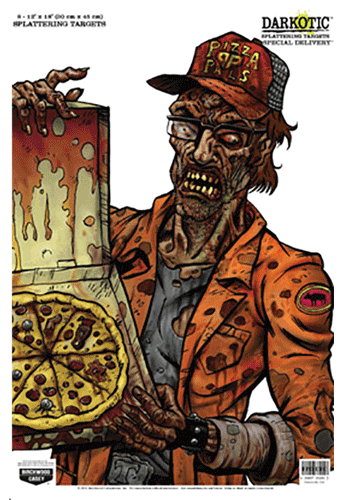 Birchwood Casey 35650 Darkotic Special Delivery Zombie Pizza Delivery Paper Hanging Universal 12″ x 18″ Multi-Color 8 Per Pkg