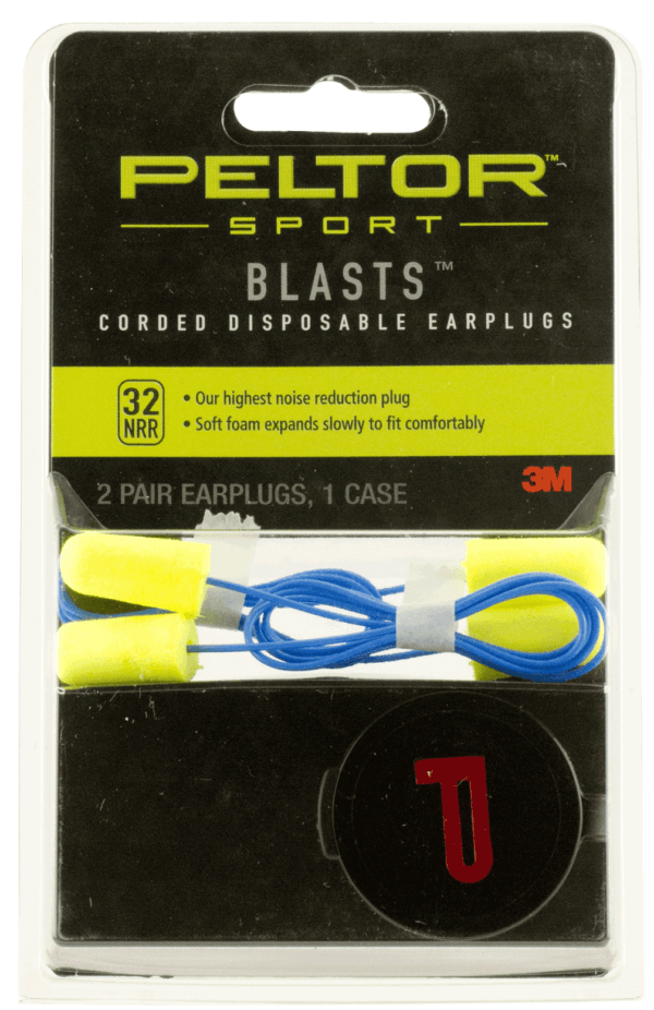 Peltor 97081 Sport Blast Earplugs Foam 32 dB In The Ear Yellow Adult 2 Pair