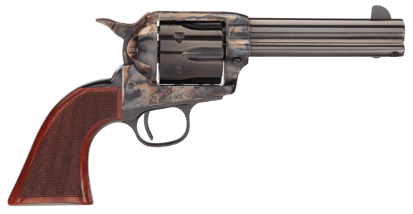 Taylors & Company 550825 Runnin Iron  357 Mag Caliber with 4.75 Blued Finish Barrel  6rd Capacity Blued Finish Cylinder  Color Case Hardened Finish Steel Frame & Checkered Walnut Grip”