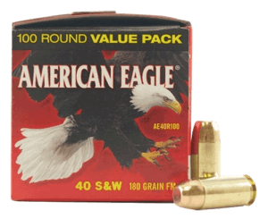 Federal AE40R100 American Eagle 40 S&W 180 gr Full Metal Jacket (FMJ) 100rd Box