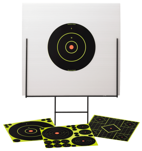 Birchwood Casey 46101 Shoot-N-C Portable Range Kit Self-Adhesive Universal Bullseye Includes Plastic Backboard/Steel Frame/Targets