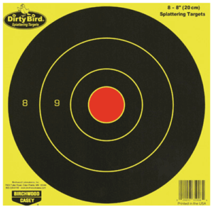 Birchwood Casey 35908 Dirty Bird Hanging Paper 8″ Bullseye Yellow/ Black 8 Pack