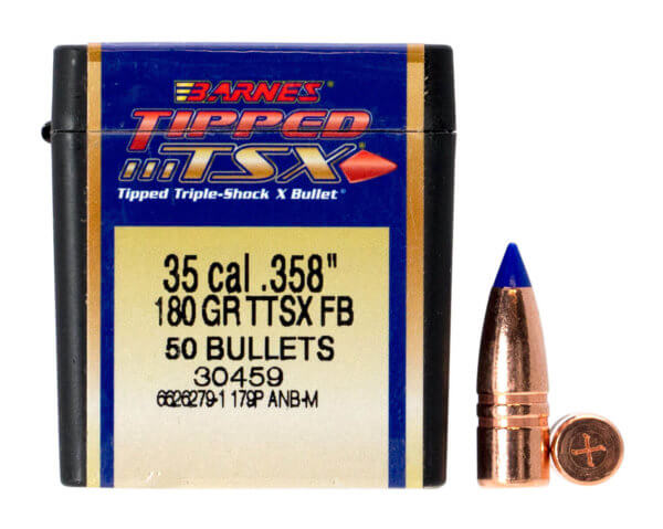 Barnes Bullets 30459 Tipped TSX 35 Caliber .358 180 GR TTSX Flat Base 50 Box