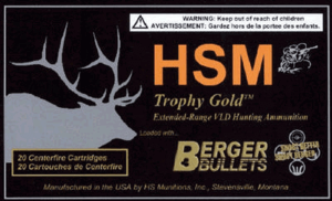 HSM BER338WM300VLD Trophy Gold 338 Win Mag 300 gr Hybrid Open Tip Match Tactical 20rd Box