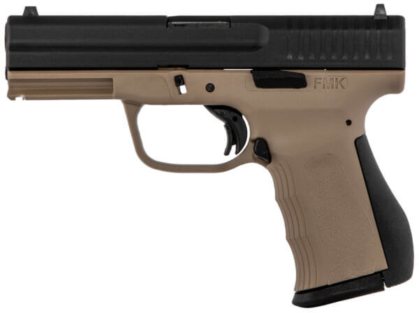 FMK 9C1 G2 FAT Single 9mm Luger 4″ 14+1 Dark Earth Polymer Grip/Frame Black Carbon Steel