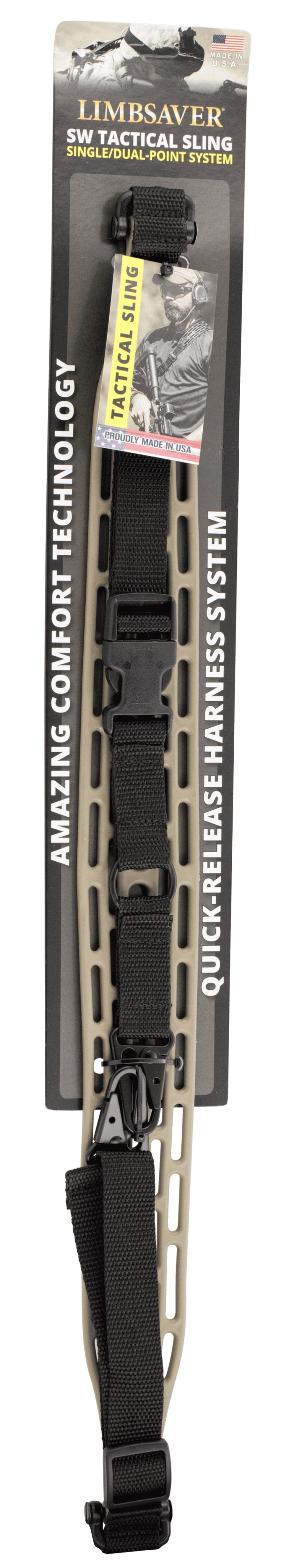 Limbsaver 12140 Tactical Sling made of Tan with Black Strap Nylon 48″ OAL 1″ W & Adjustable One-Two Point Design for Rifle/Shotgun