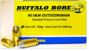 Buffalo Bore Ammunition 23F/20 Outdoorsman 40 S&W 200 gr Hard Cast Flat Nose (HCFN) 20rd Box