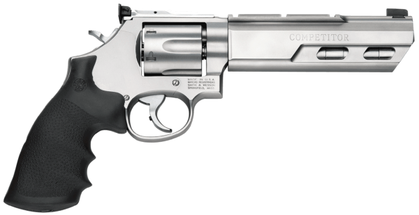 Smith & Wesson 170320 Model 629 Performance Center Competitor 44 Rem Mag or 44 S&W Spl Stainless Steel 6″ Weighted Barrel & 6rd  Cylinder  Stainless Steel N-Frame With Glassbead Finish  Hogue Synthetic Grip