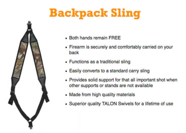 Outdoor Connection BPSC20962 Backpack Sling with Talon Swivels 2″ W Adjustable Realtree APG for Rifle/Shotgun