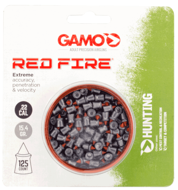 Gamo 632270454 Red Fire Extreme Accuracy 22 Lead Pointed 125 Per Tin