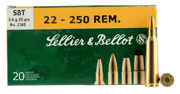 Sellier & Bellot SB22250A Rifle  22-250 Rem 55 gr Sierra GameKing Boat Tail Soft Point 20rd Box