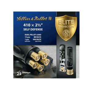 Sellier & Bellot SB410SDA Self Defense  410 Gauge 2.50 15 Pellets 1/2 oz 000 Buck Shot 25 Bx/ 20 Case”