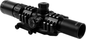 Aim Sports JTHR1 Recon CQB Black Anodized 1.5-4x30mm 30mm Tube Tri-Illuminated 3/4 Circle Dot Reticle