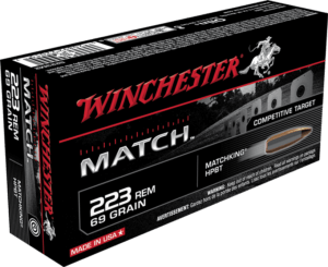Winchester Ammo S223M2 Match 223 Rem 69 gr Sierra MatchKing Boat-Tail Hollow Point (BTHP) 20rd Box