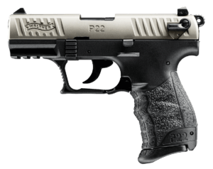 Walther Arms 5120337 P22 Target *CA Compliant* 22 Long Rifle (LR) Single/Double 5″ 10+1 Black Interchangeable Backstrap Grip Nickel/Black Slide