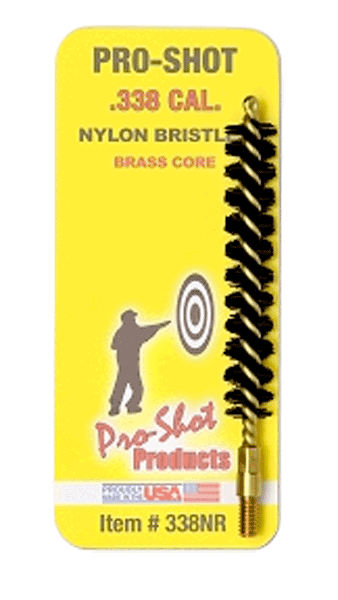Pro-Shot 338NR Bore Brush 338 Cal Rifle #8-32 Thread Nylon Bristles Brass Core