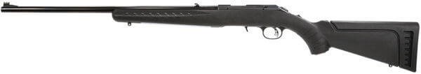 Ruger 8301 American Rimfire 22 LR 10+1 22″ Barrel Satin Blued Alloy Steel Williams Gun Sight Co. Fiber Optic Front Sight Black Synthetic Stock Accepts All 10/22 Magazines