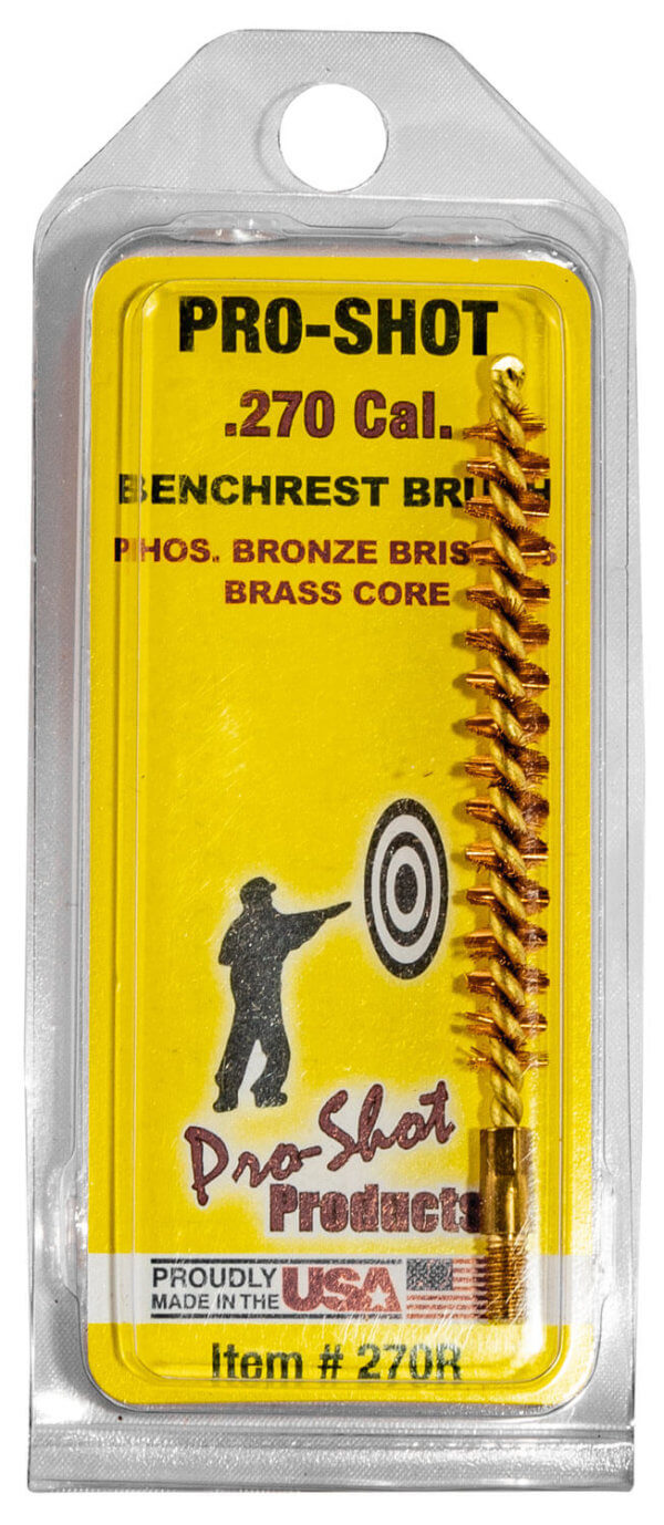 Pro-Shot 270R Bore Brush 270 Cal Rifle #8-32 Thread Bronze Bristles Brass Core