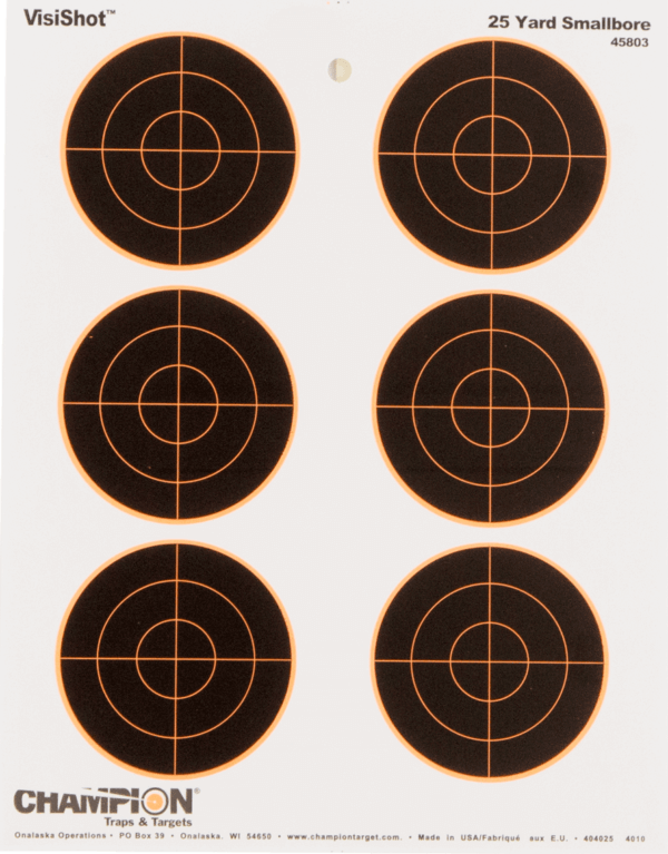 Champion Targets 45803 VisiShot Bullseye Paper Hanging 25 yds Small Bore Rifle 8.50″ x 11″ Black/White 10 Pk.