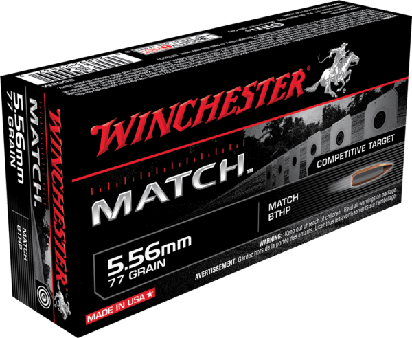 Winchester Ammo S556M Match Target 5.56x45mm NATO 77 gr Sierra MatchKing BTHP (SMBTHP) 20rd Box